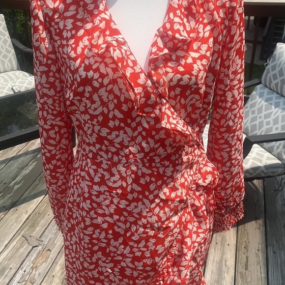 Vero Moda Printed Ruffle Wrap Sleeved Knee High Dress Size Large L - Picture 13 of 16